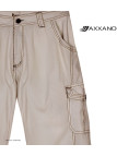 AXXANO AE1271B : Pantacourt Femme Rayé Blanc et Beige