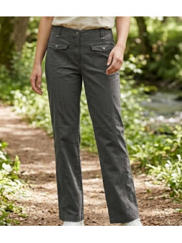 Pantalon femme stretch AXXANO AH1162G coloris gris en coton et lycra coupe droite.