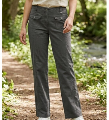 AXXANO AH1162G : Pantalon Femme Gris 100% Coton Confort