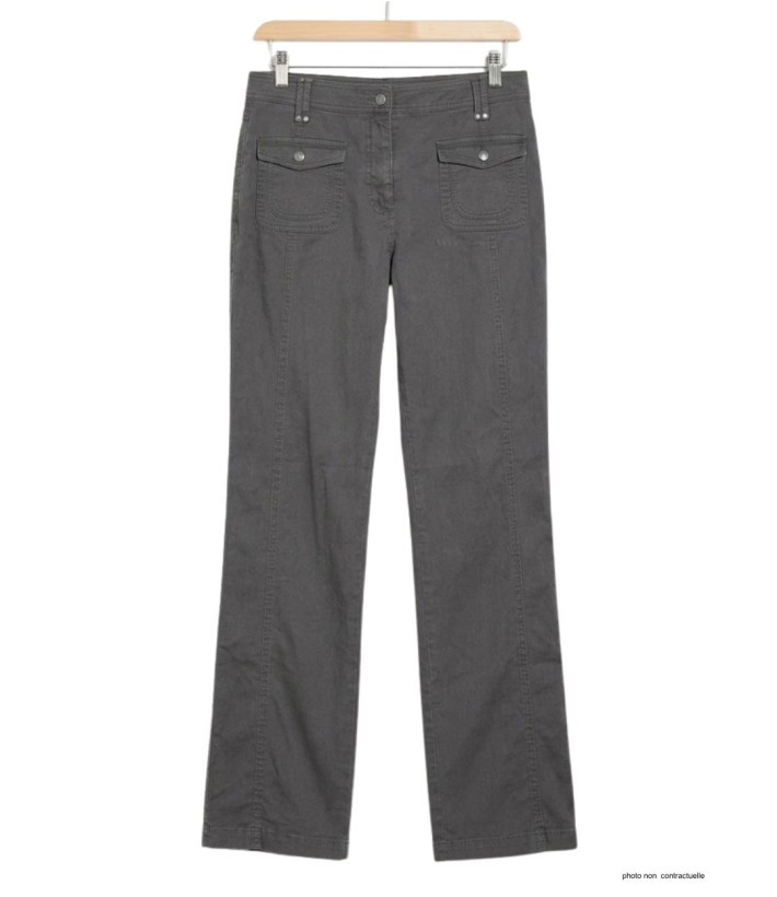 AXXANO AH1162G : Pantalon Femme Gris Stretch 98% Coton