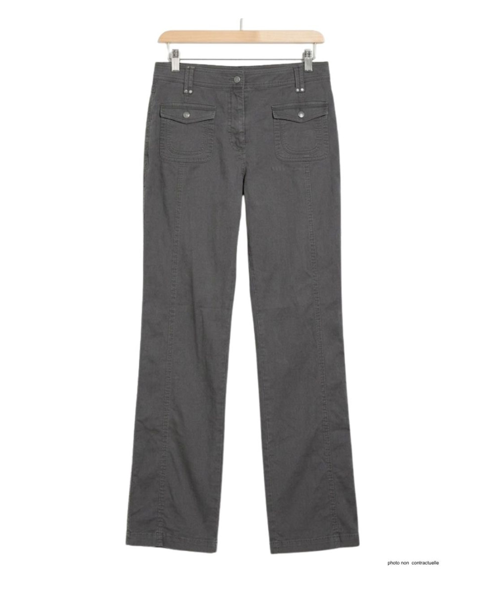 AXXANO AH1162G : Pantalon Femme Gris Stretch 98% Coton