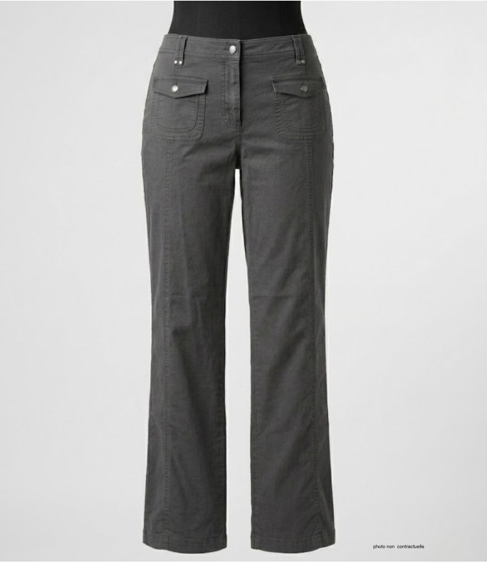 AXXANO AH1162G : Pantalon Femme Gris Stretch 98% Coton