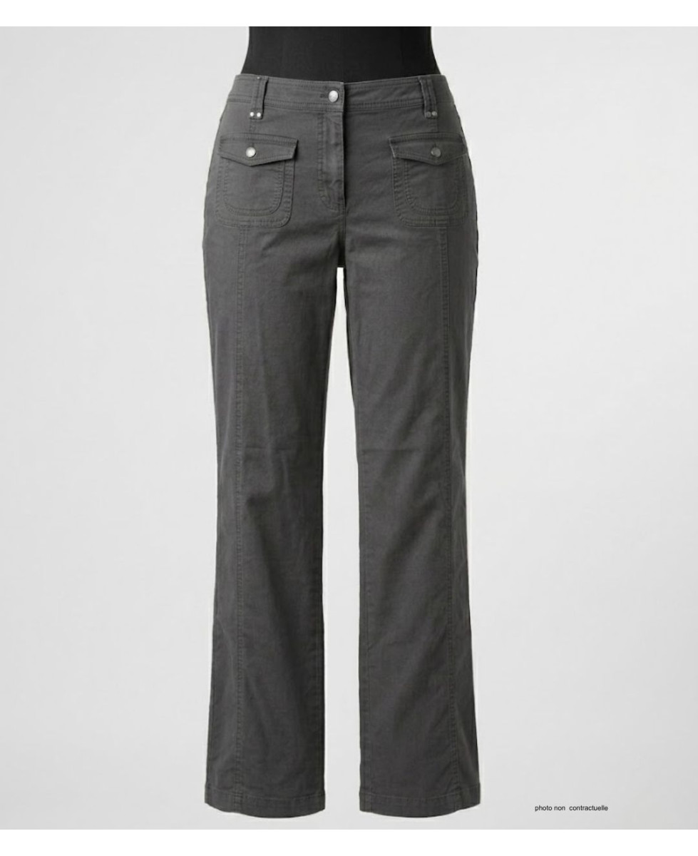 AXXANO AH1162G : Pantalon Femme Gris Stretch 98% Coton