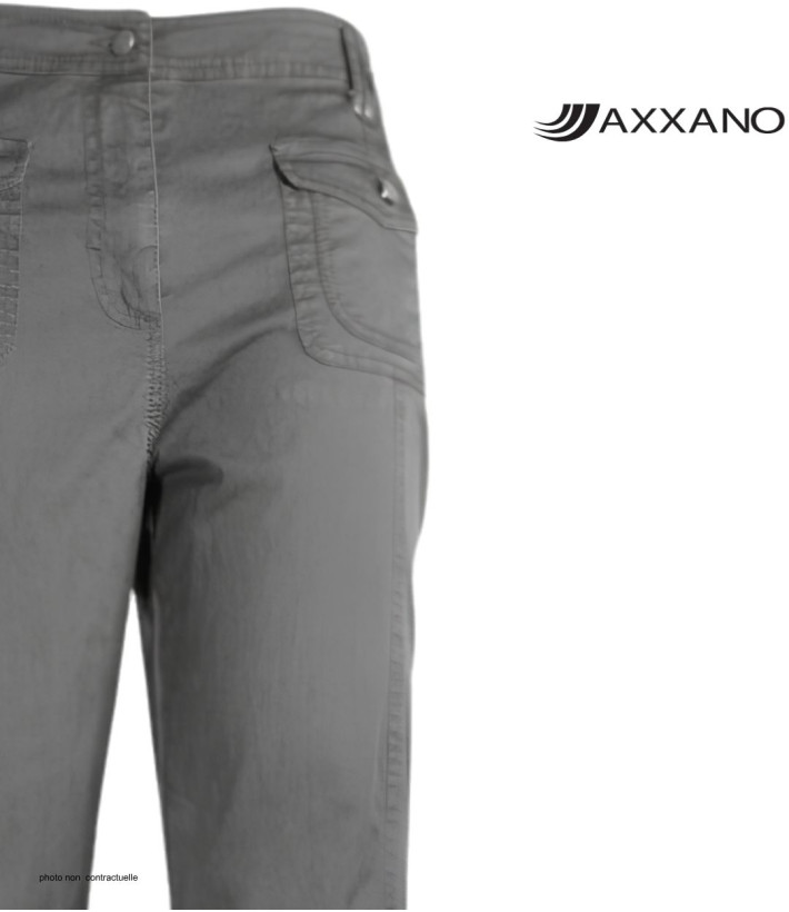 AXXANO AH1162G : Pantalon Femme Gris Stretch 98% Coton
