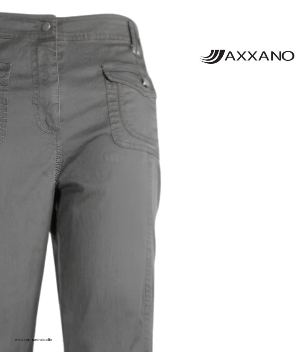 AXXANO AH1162G : Pantalon Femme Gris Stretch 98% Coton