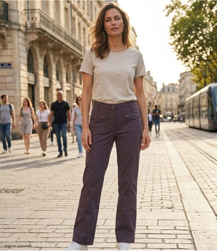 AXXANO AH1162R : Pantalon Femme Violet Raisin Stretch