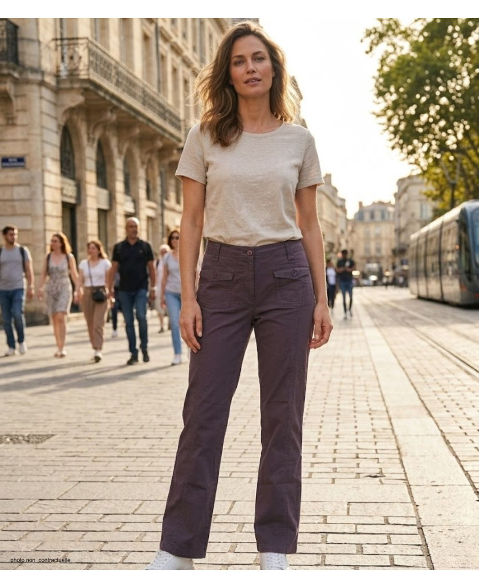 AXXANO AH1162R : Pantalon Femme Violet Raisin Stretch
