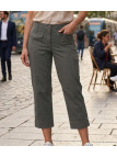 AXXANO AH1163G : Pantacourt Femme Gris Stretch Coton