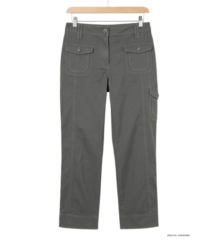 AXXANO AH1163G : Pantacourt Femme Gris Stretch Coton