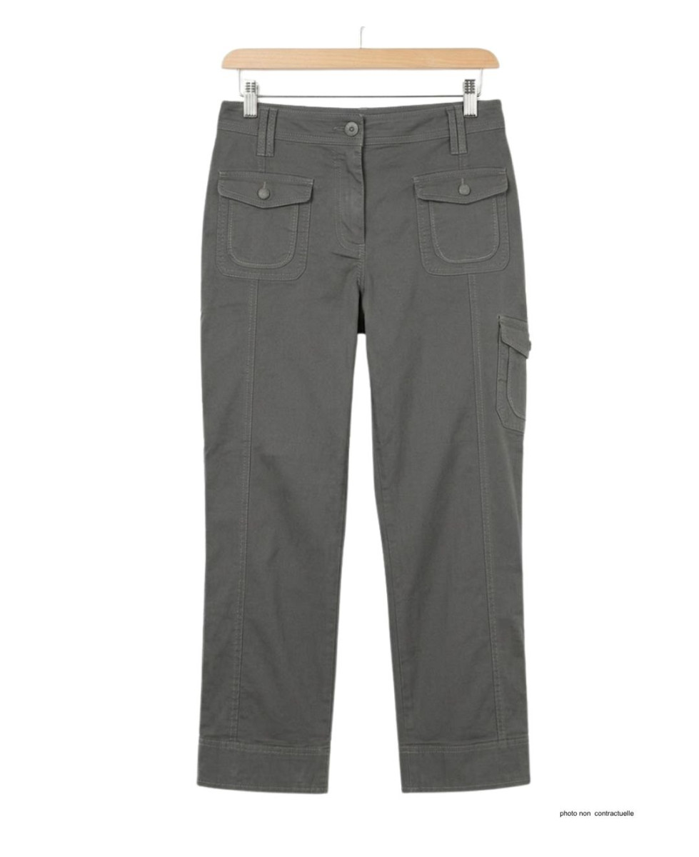AXXANO AH1163G : Pantacourt Femme Gris Stretch Coton