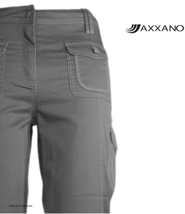 AXXANO AH1163G : Pantacourt Femme Gris Stretch Coton