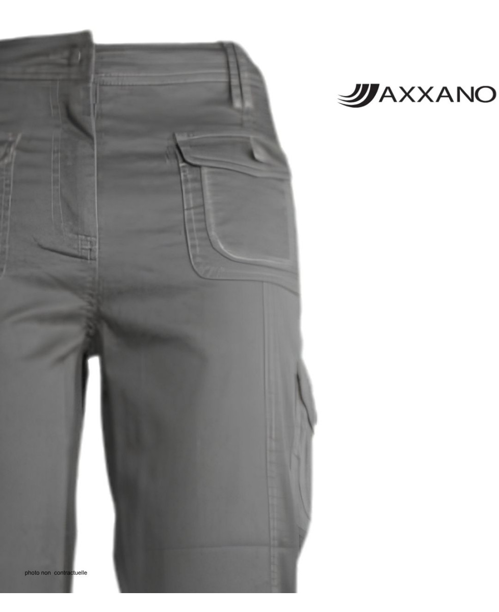 AXXANO AH1163G : Pantacourt Femme Gris Stretch Coton