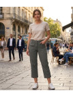 AXXANO AH1163G : Pantacourt Femme Gris Stretch Coton