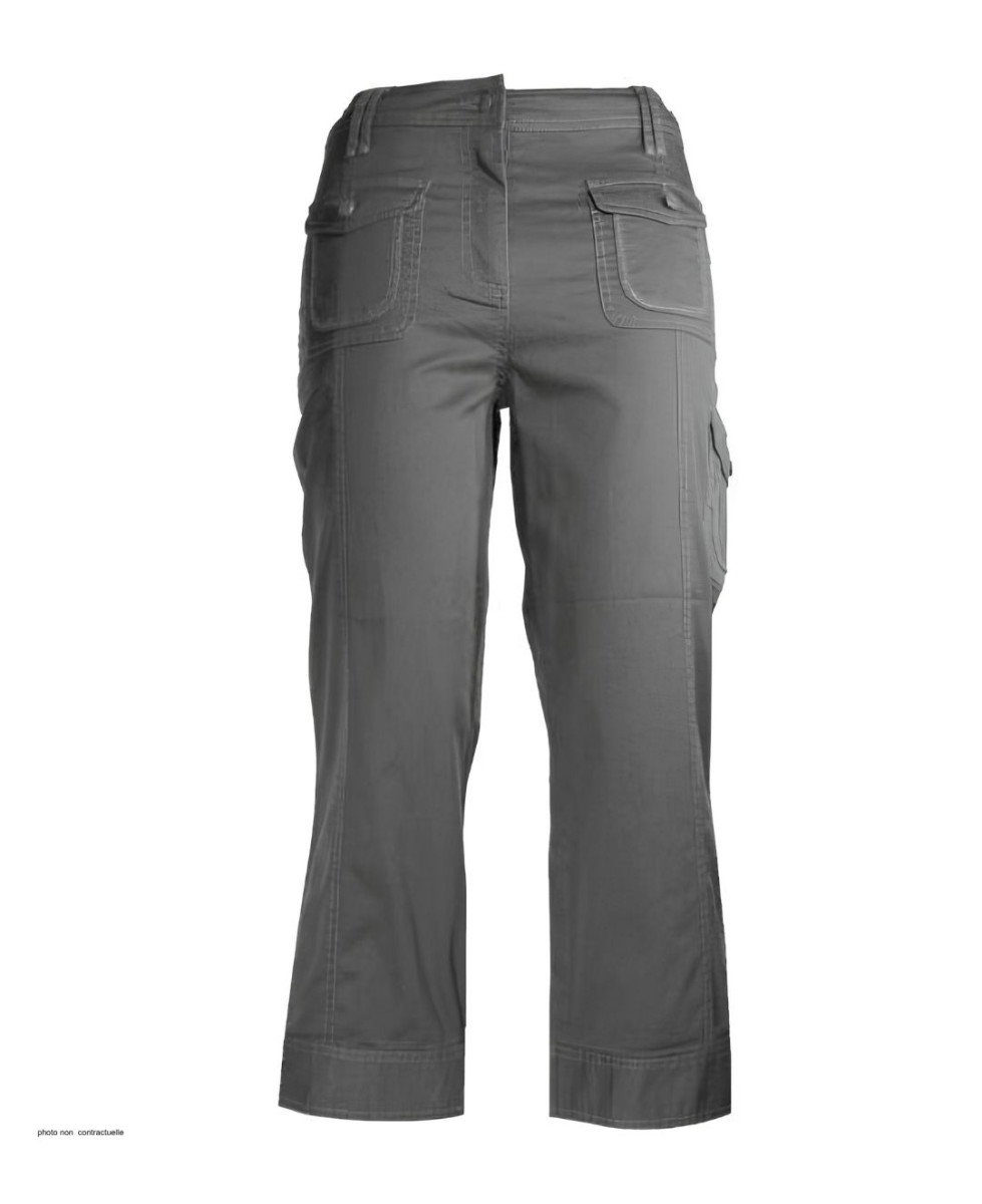 AXXANO AH1163G : Pantacourt Femme Gris Stretch Coton