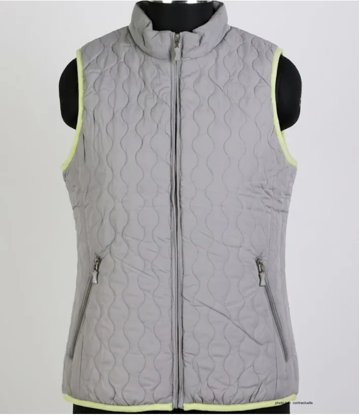 AXXANO AH1170G : Gilet Sans Manches Gris et Anis Femme