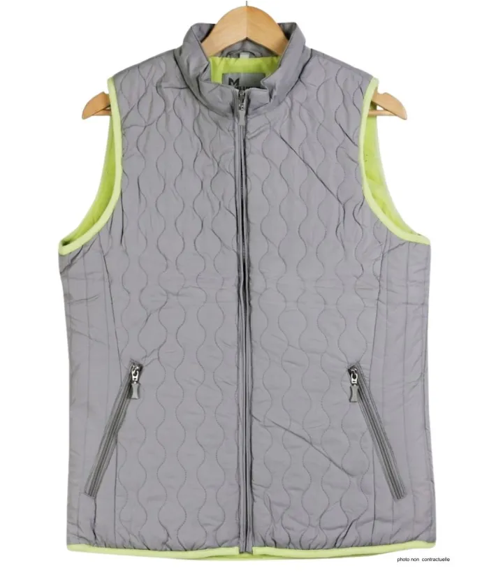 AXXANO AH1170G : Gilet Sans Manches Gris et Anis Femme