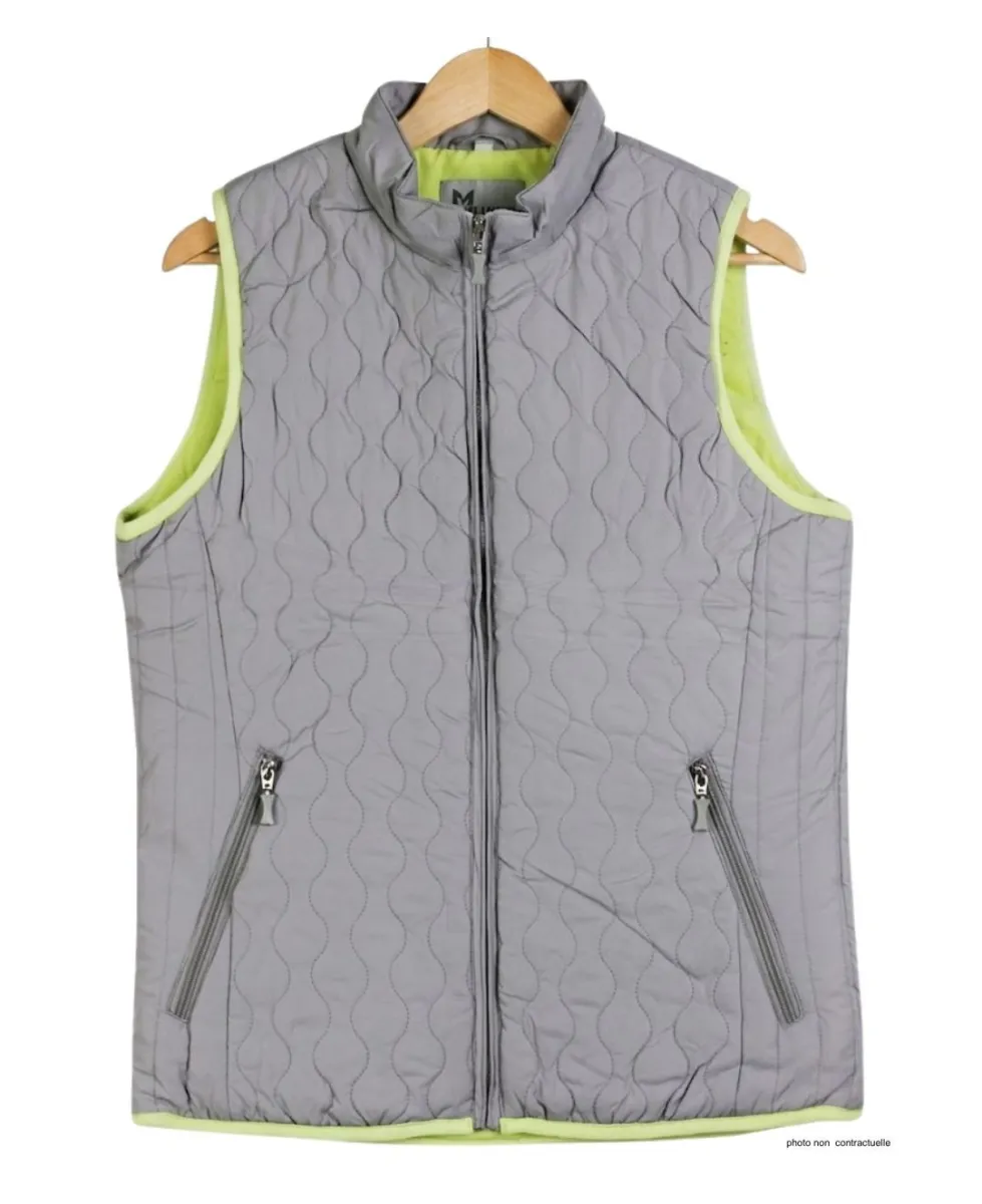AXXANO AH1170G : Gilet Sans Manches Gris et Anis Femme