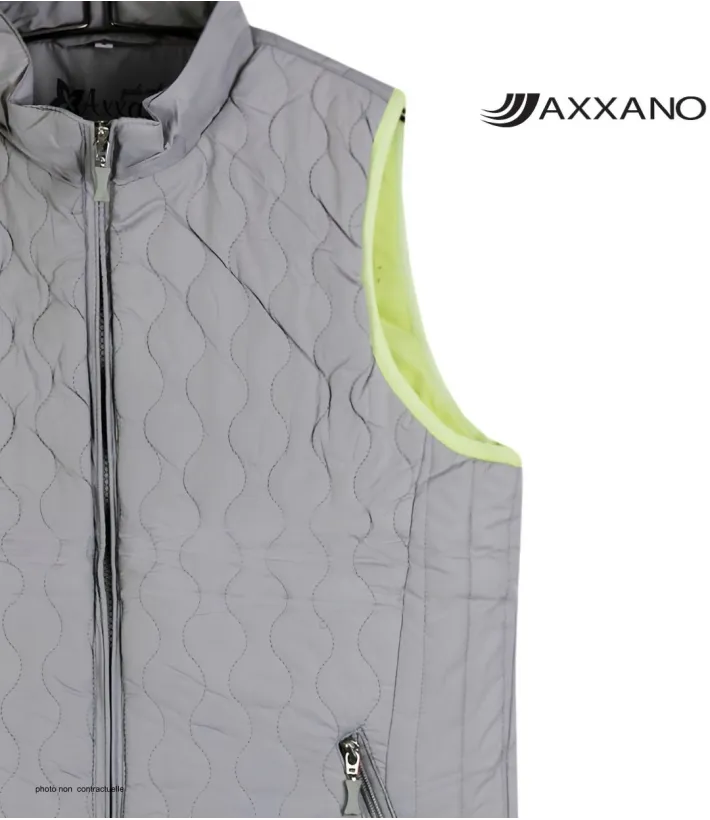 AXXANO AH1170G : Gilet Sans Manches Gris et Anis Femme