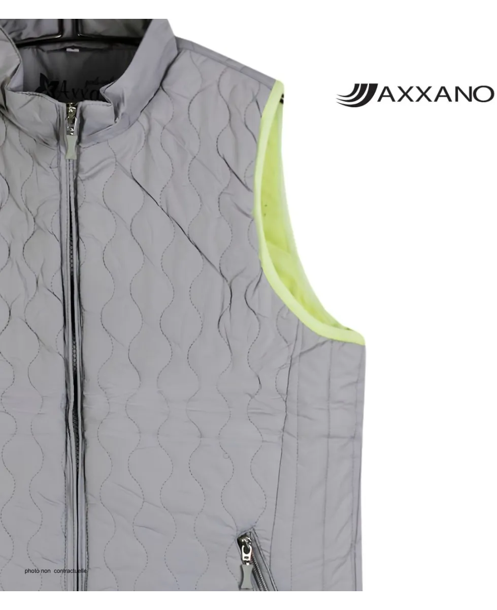 AXXANO AH1170G : Gilet Sans Manches Gris et Anis Femme