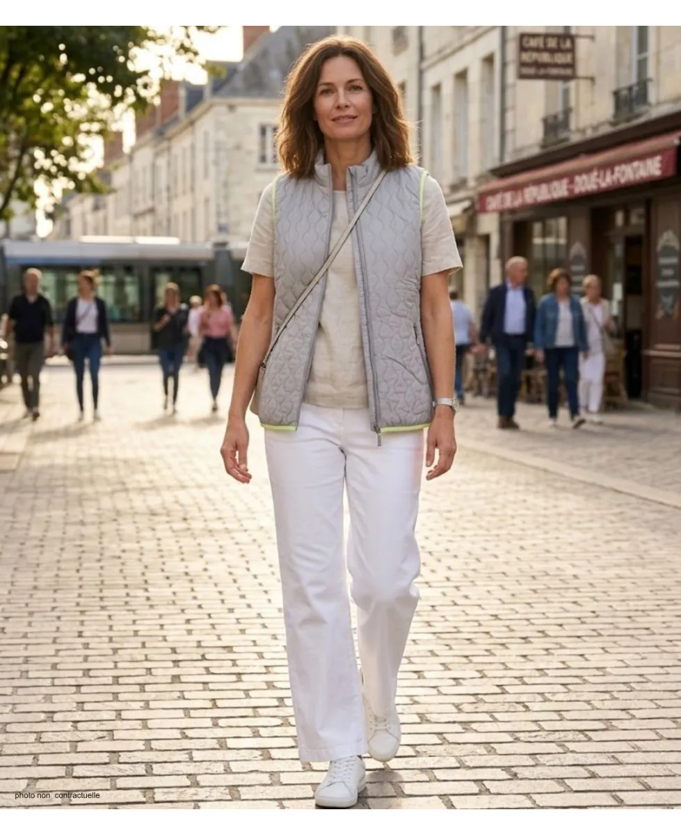 AXXANO AH1170G : Gilet Sans Manches Gris et Anis Femme