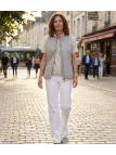 AXXANO AH1170G : Gilet Sans Manches Gris et Anis Femme
