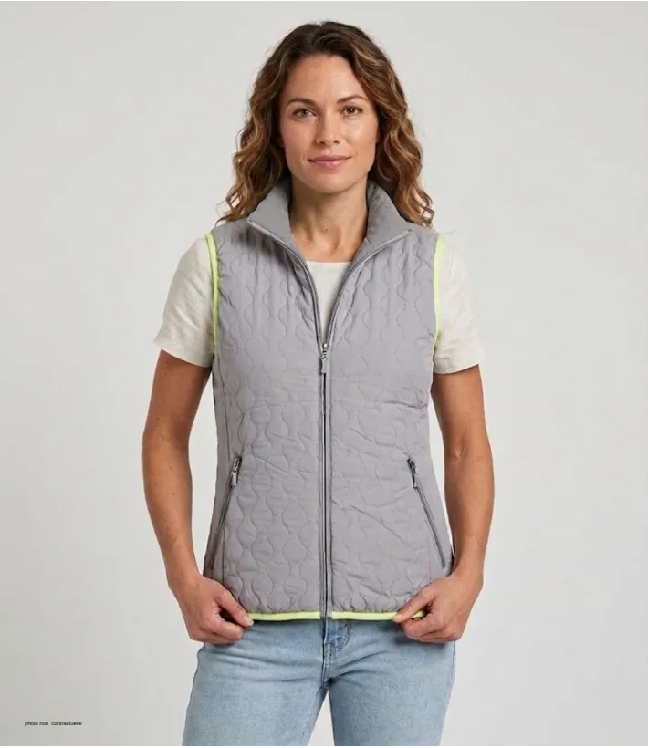 AXXANO AH1170G : Gilet Sans Manches Gris et Anis Femme
