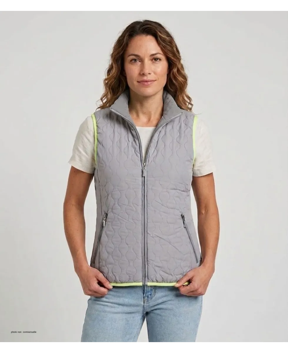 AXXANO AH1170G : Gilet Sans Manches Gris et Anis Femme