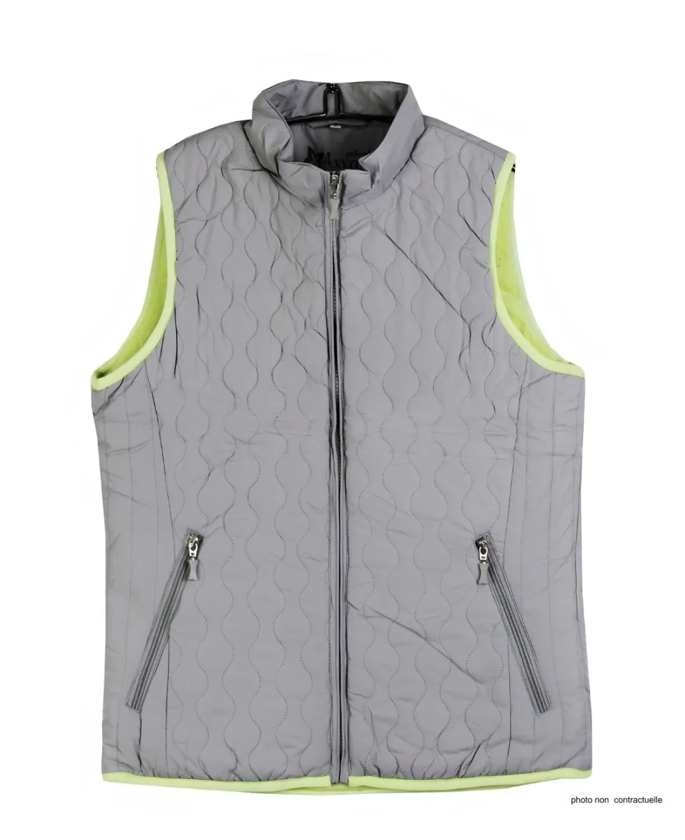AXXANO AH1170G : Gilet Sans Manches Gris et Anis Femme