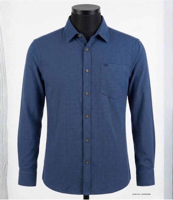 CHALLENGER TIBAULT1 : Chemise Homme Flanelle Coton Bleu Noir