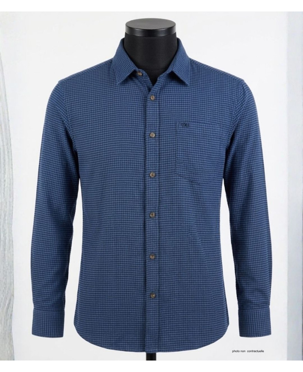 CHALLENGER TIBAULT1 : Chemise Homme Flanelle Coton Bleu Noir