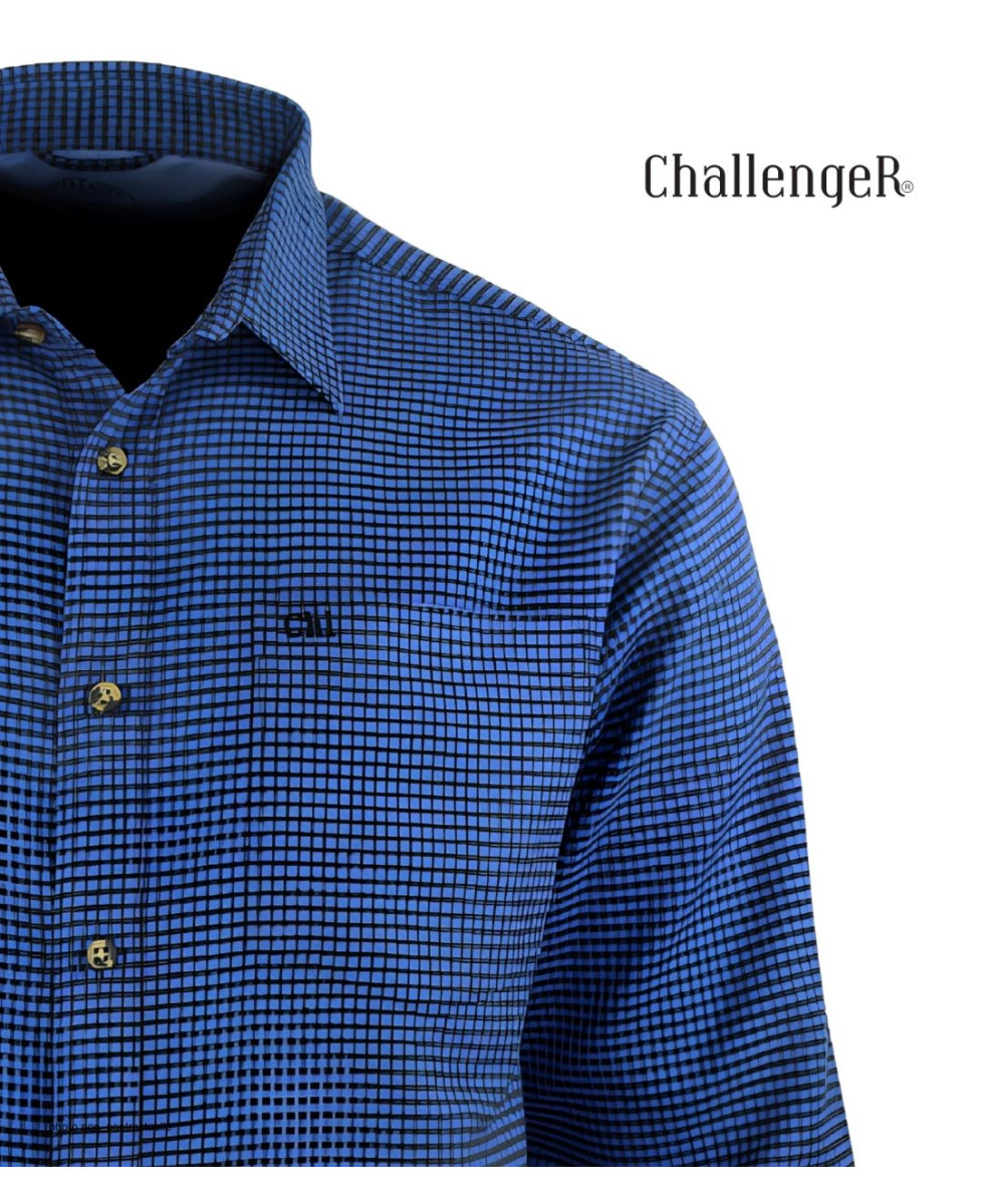 CHALLENGER TIBAULT1 : Chemise Homme Flanelle Coton Bleu Noir