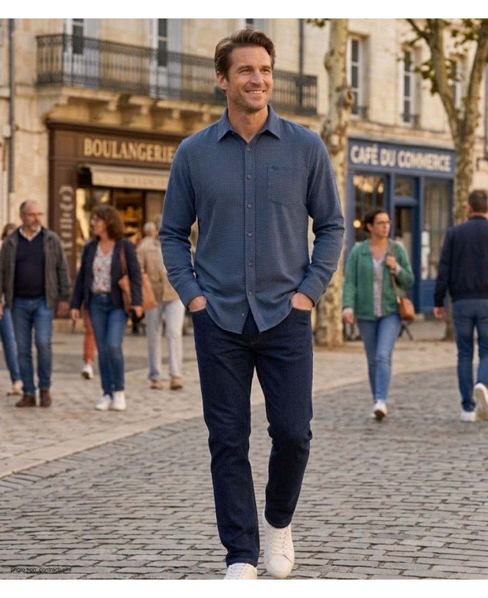 CHALLENGER TIBAULT1 : Chemise Homme Flanelle Coton Bleu Noir