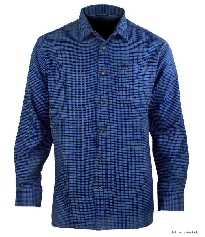 CHALLENGER TIBAULT1 : Chemise Homme Flanelle Coton Bleu Noir