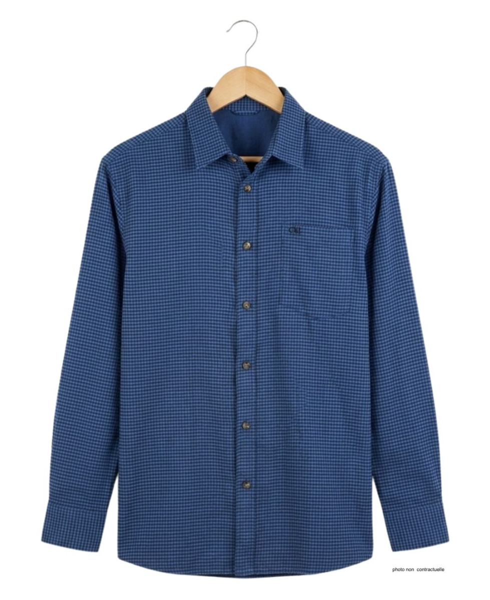 CHALLENGER TIBAULT1 : Chemise Homme Flanelle Coton Bleu Noir