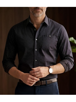 CHALLENGER TOURNI1 - Chemise Imprimée Noire et Bordeaux Homme