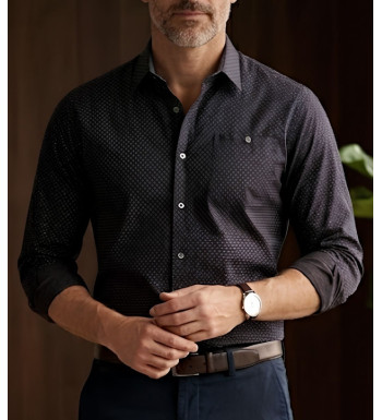 CHALLENGER TOURNI1 - Chemise Imprimée Noire et Bordeaux Homme
