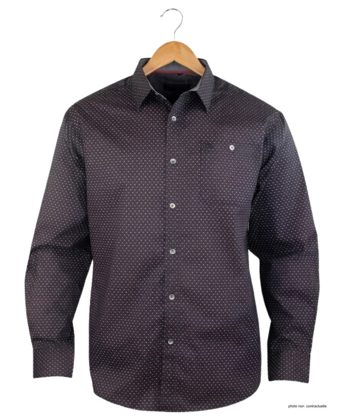 CHALLENGER TOURNI1 - Chemise Imprimée Noire et Bordeaux Homme