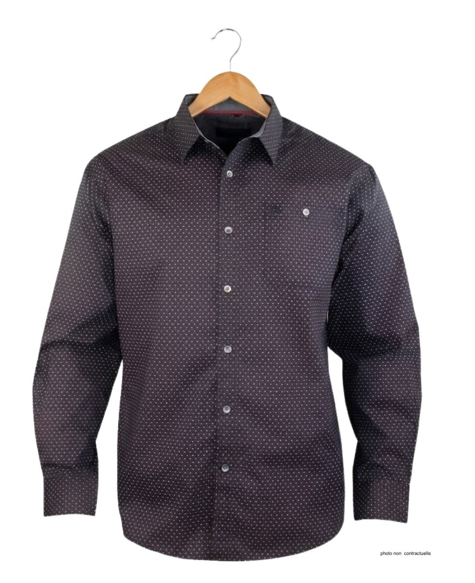 CHALLENGER TOURNI1 - Chemise Imprimée Noire et Bordeaux Homme