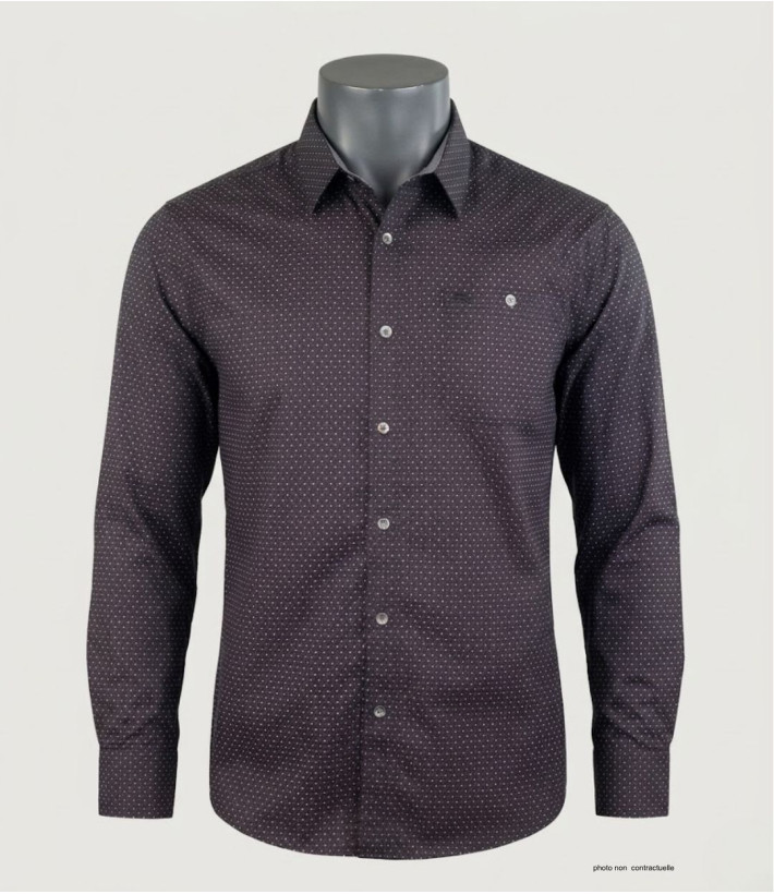 CHALLENGER TOURNI1 - Chemise Imprimée Noire et Bordeaux Homme