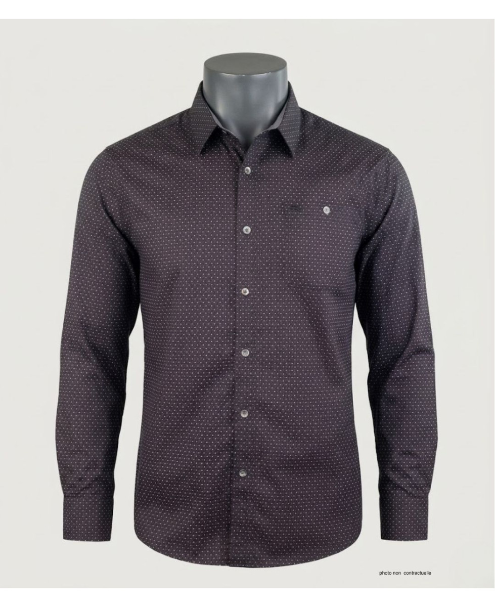 CHALLENGER TOURNI1 - Chemise Imprimée Noire et Bordeaux Homme