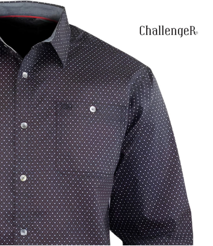 CHALLENGER TOURNI1 - Chemise Imprimée Noire et Bordeaux Homme