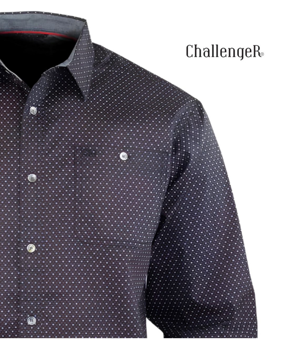 CHALLENGER TOURNI1 - Chemise Imprimée Noire et Bordeaux Homme