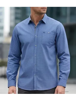 CHALLENGER TRABAN1 - Chemise Homme Imprimée Bleu Marine Coton