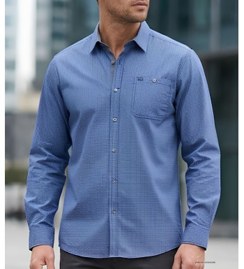 CHALLENGER TRABAN1 - Chemise Homme Imprimée Bleu Marine Coton