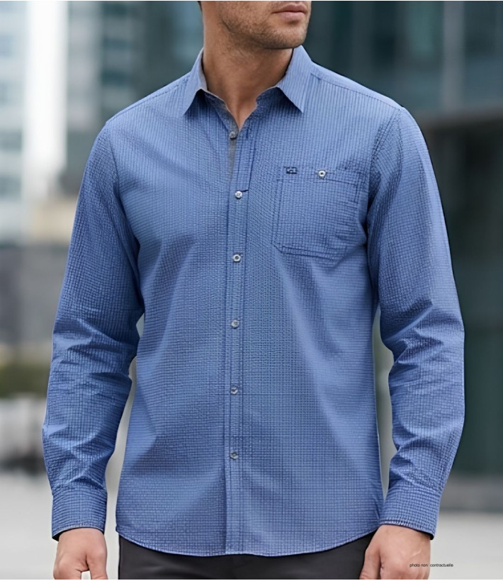 CHALLENGER TRABAN1 - Chemise Homme Imprimée Bleu Marine Coton