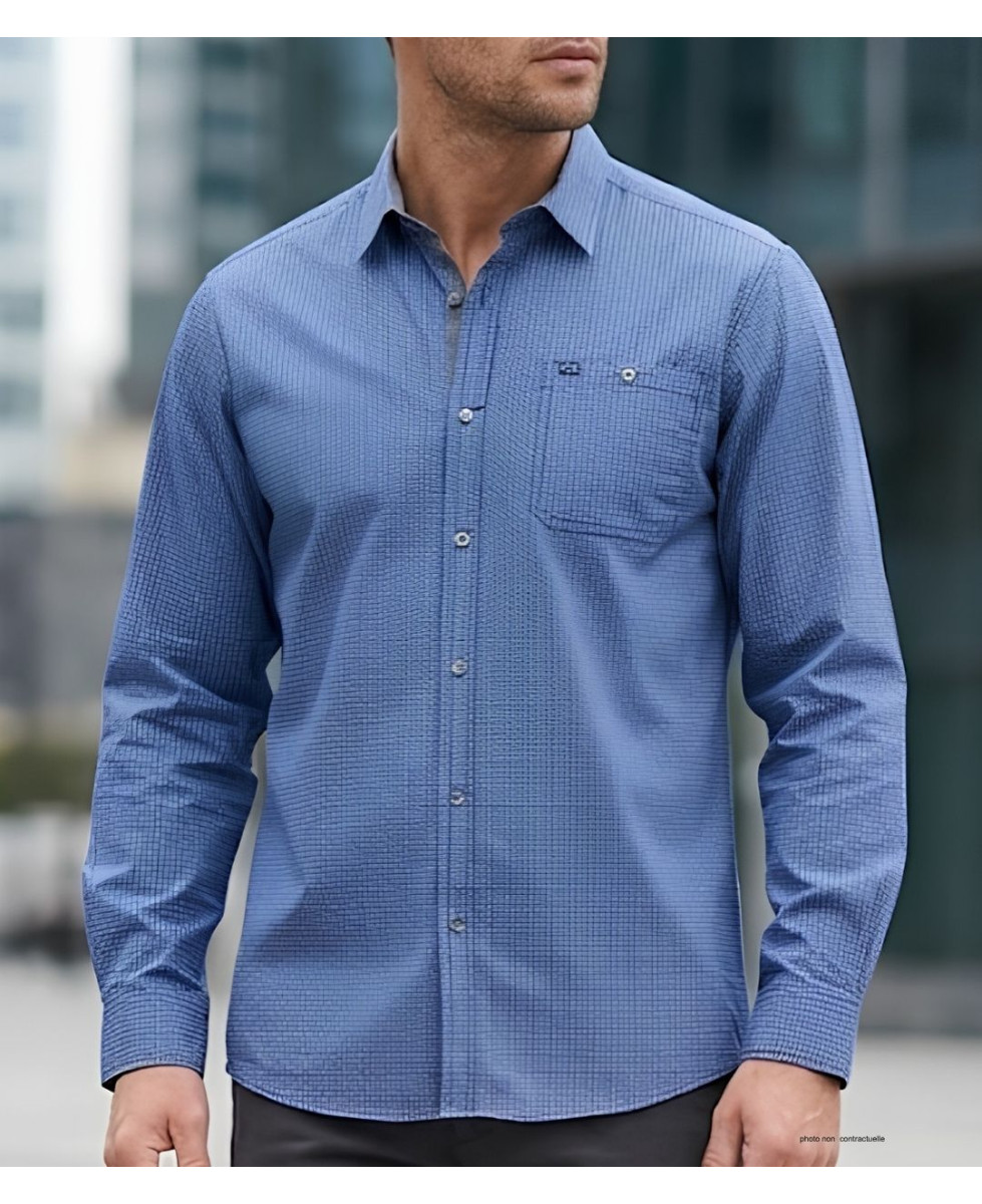 CHALLENGER TRABAN1 - Chemise Homme Imprimée Bleu Marine Coton