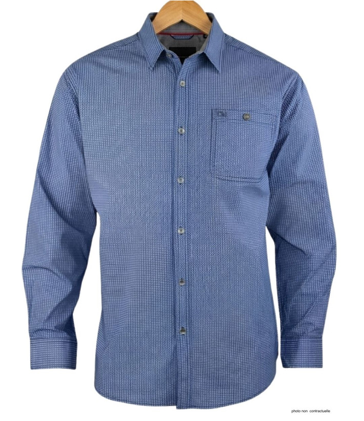 CHALLENGER TRABAN1 - Chemise Homme Imprimée Bleu Marine Coton