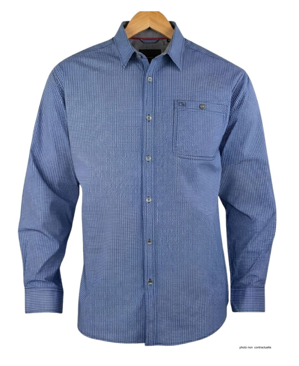 CHALLENGER TRABAN1 - Chemise Homme Imprimée Bleu Marine Coton