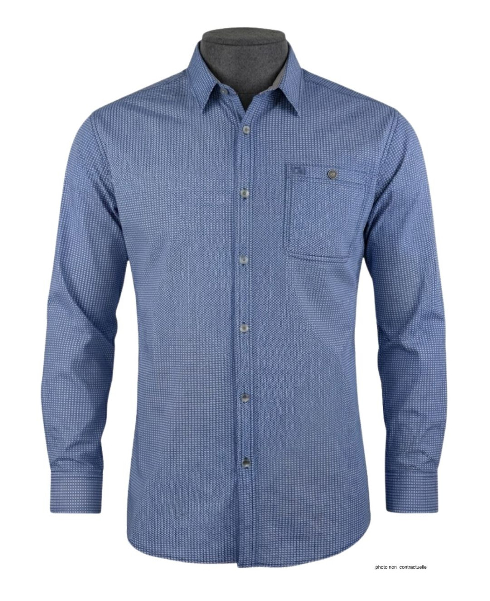 CHALLENGER TRABAN1 - Chemise Homme Imprimée Bleu Marine Coton