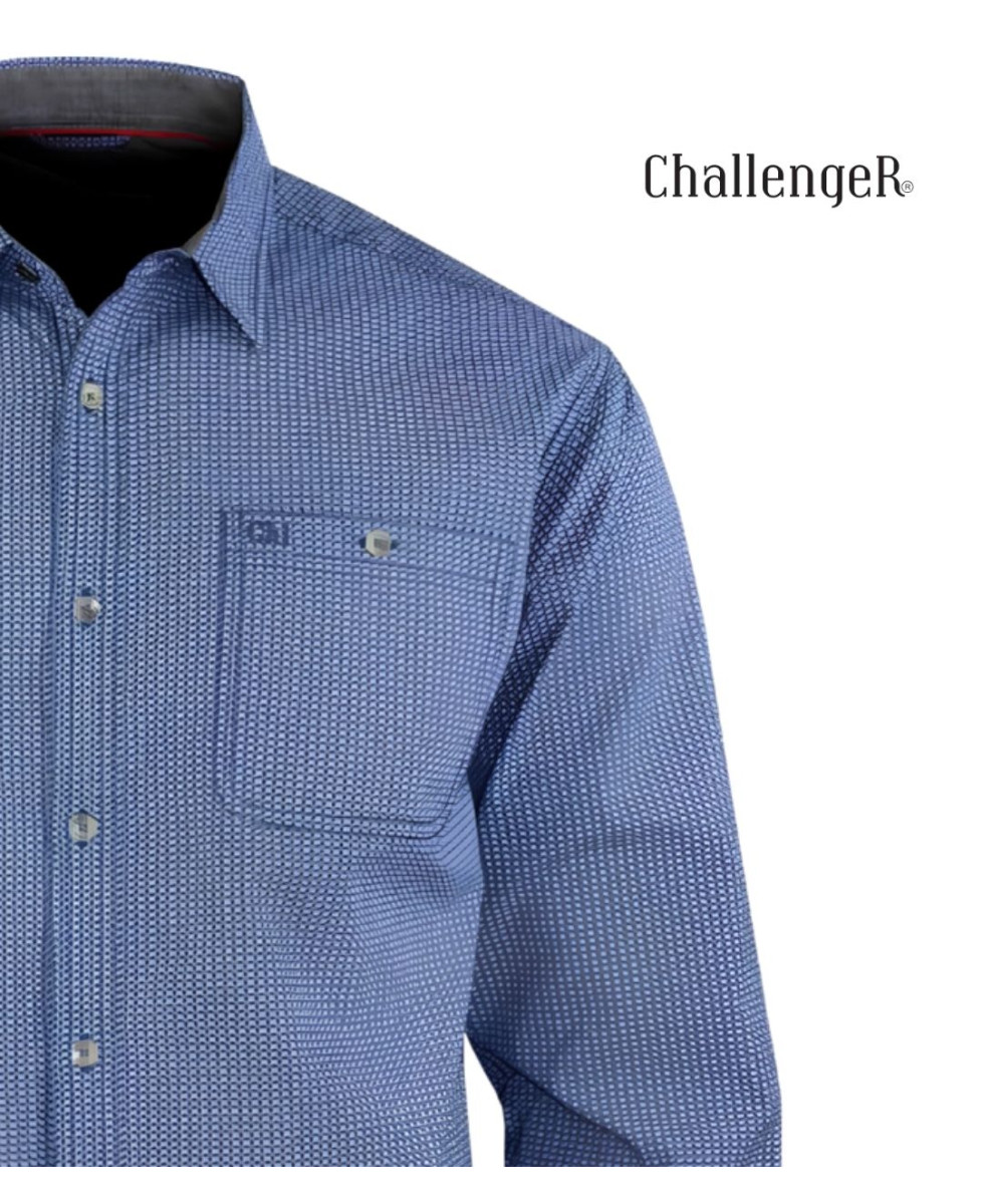 CHALLENGER TRABAN1 - Chemise Homme Imprimée Bleu Marine Coton
